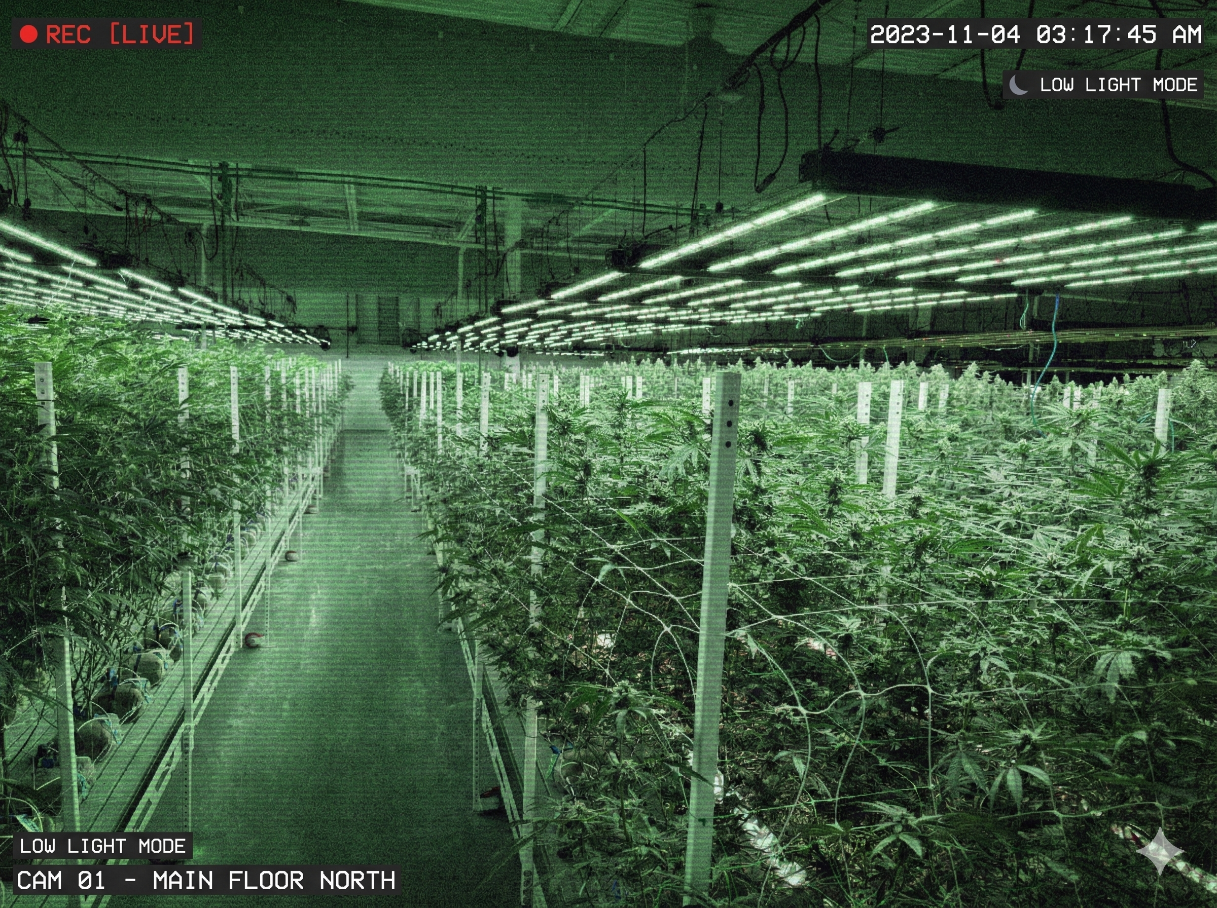 Surveillance feed: Main Floor North - Low Light Mode